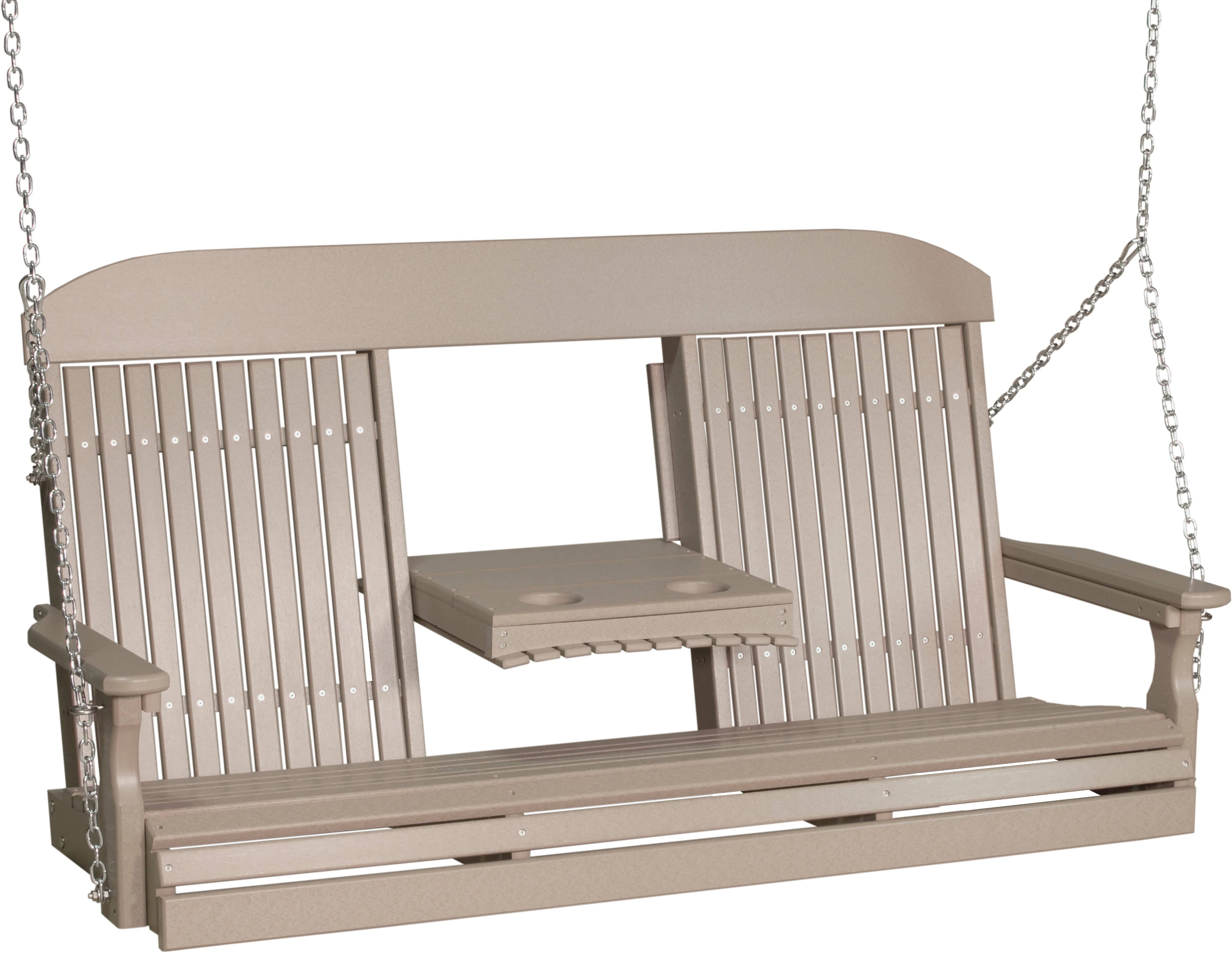 LuxCraft Classic Highback Console 5-Foot Poly Composite Porch Swing
