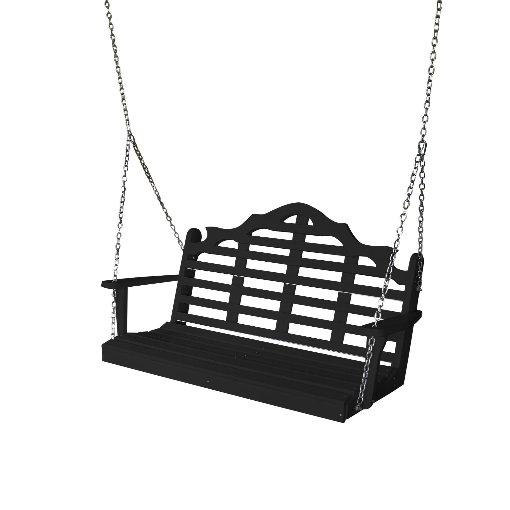 Keystone Amish Co. 4 Foot Milan Recycled Plastic Porch Swing, Black