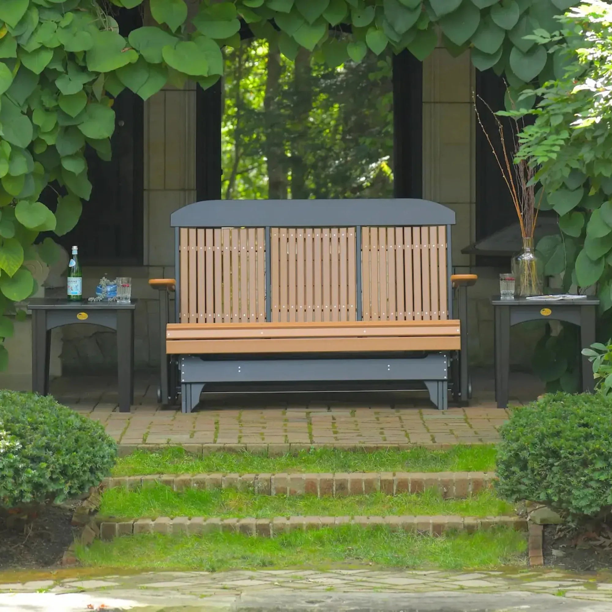 5 Foot Classic Highback Poly Glider in Cedar and Black