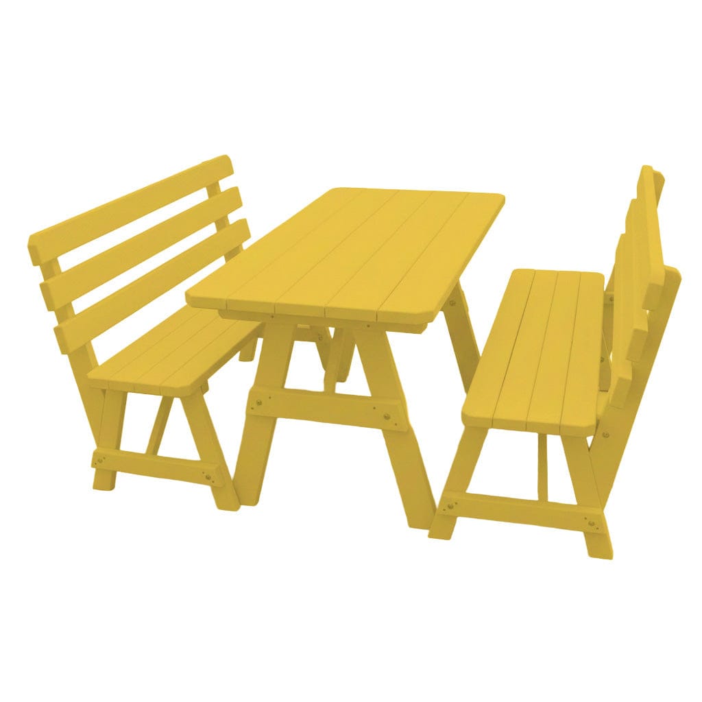 Keystone Amish Co. Wooden Outdoor Dining Set with 2 Backed Benches