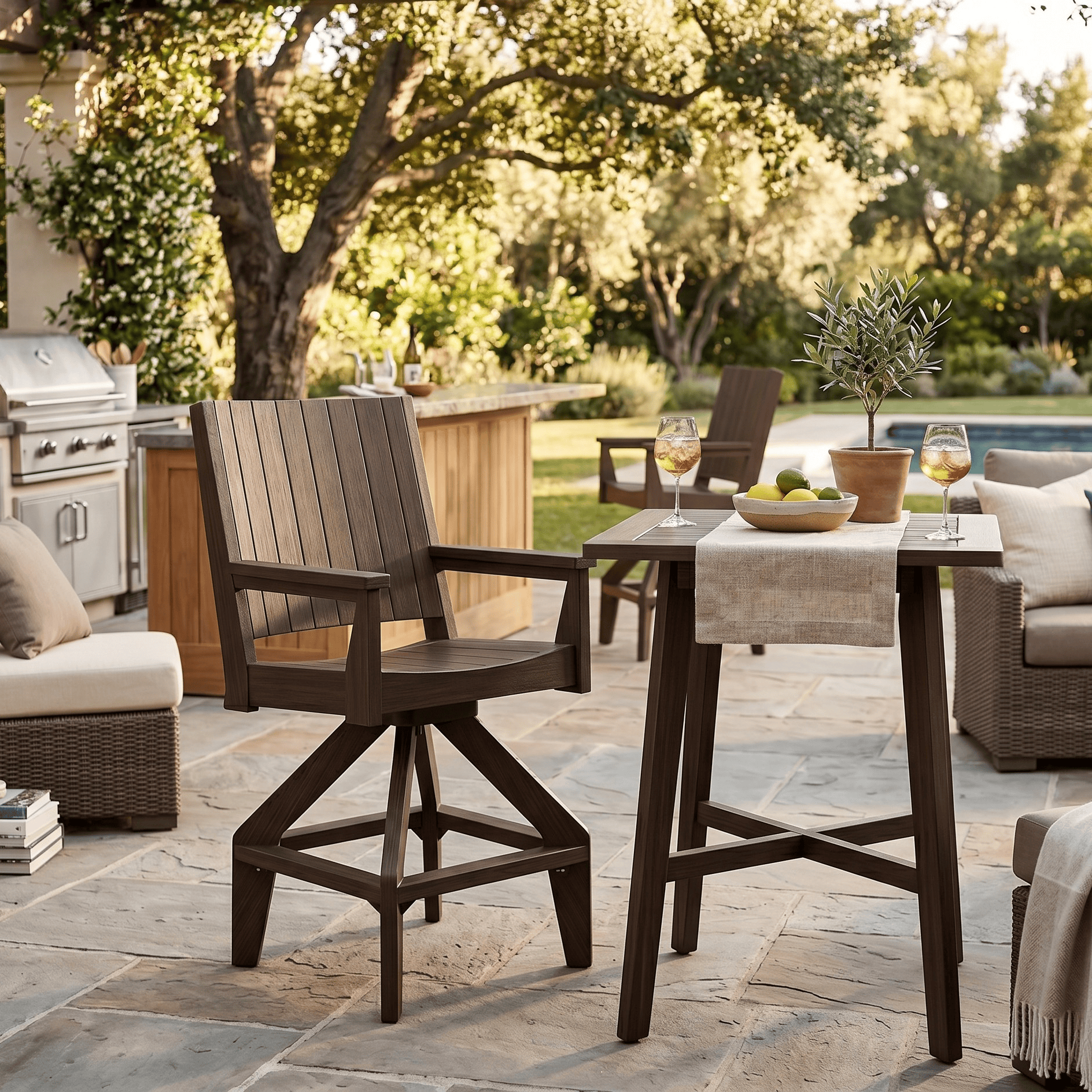 Berlin Gardens Mayhew Outdoor Poly Lumber Chat Swivel Bar Chair