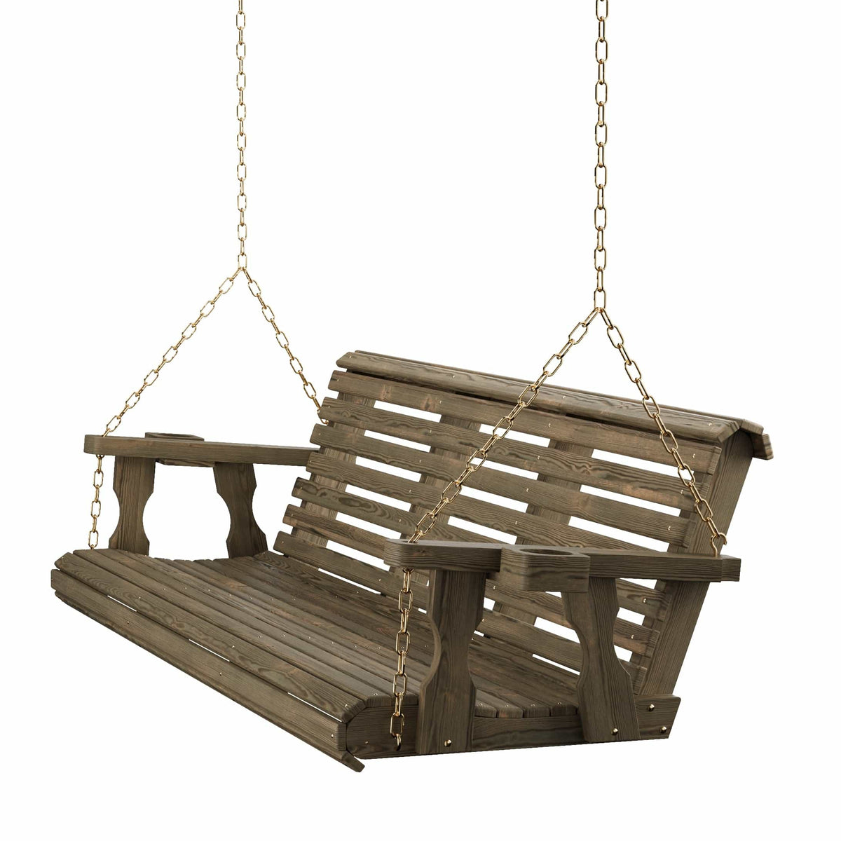 Amish Casual 6 Foot Roll Back Porch Swing in Dark Walnut with Clearcoat