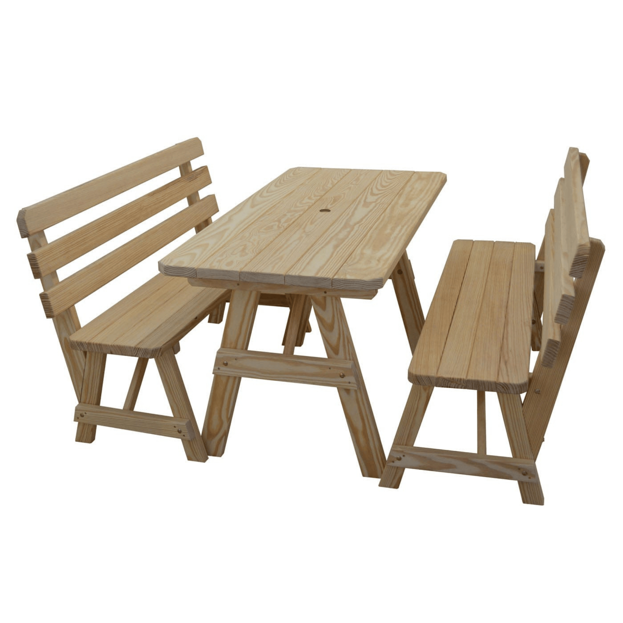 Keystone Amish Co. Wooden Outdoor Dining Set with 2 Backed Benches
