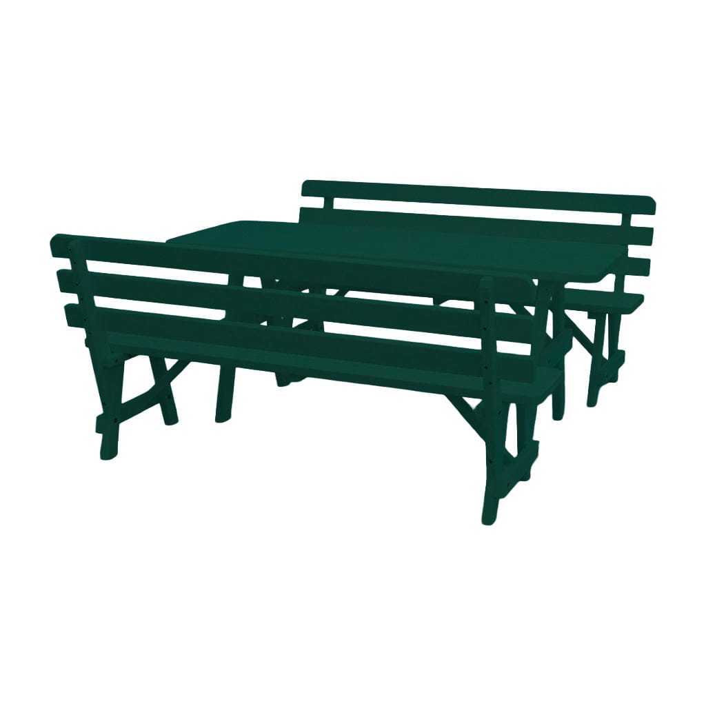 Keystone Amish Co. Wooden Outdoor Dining Set with 2 Backed Benches