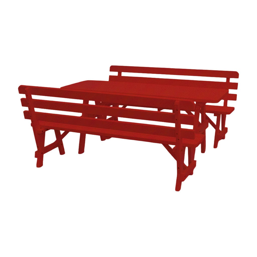 Keystone Amish Co. Wooden Outdoor Dining Set with 2 Backed Benches