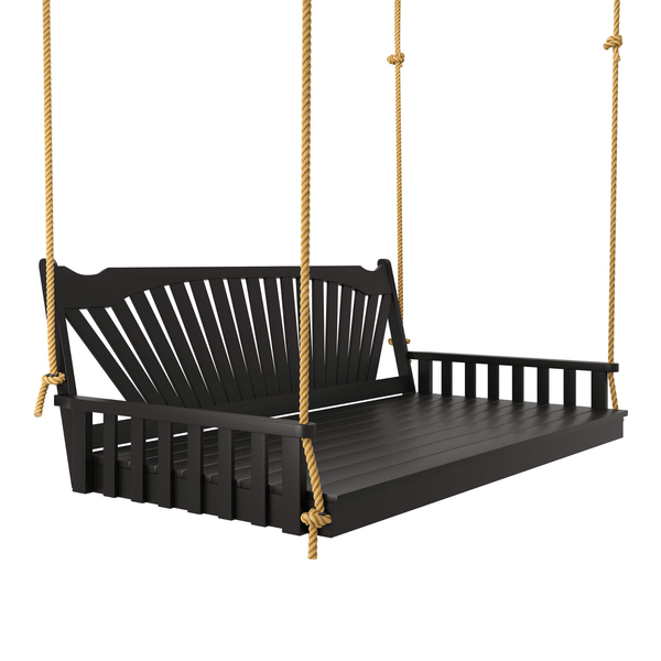 Keystone Amish Co. 4 Foot Sunburst Porch Swing Bed, Black Paint