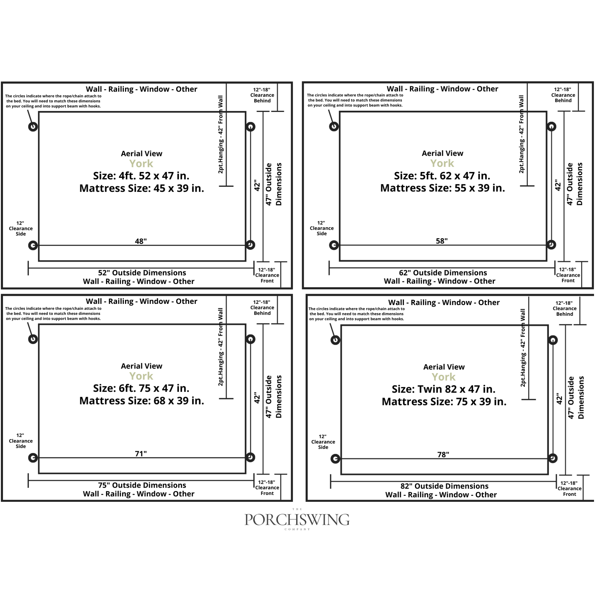 Keystone Amish Co. Twin York Red Cedar Swing Bed, Natural Stain