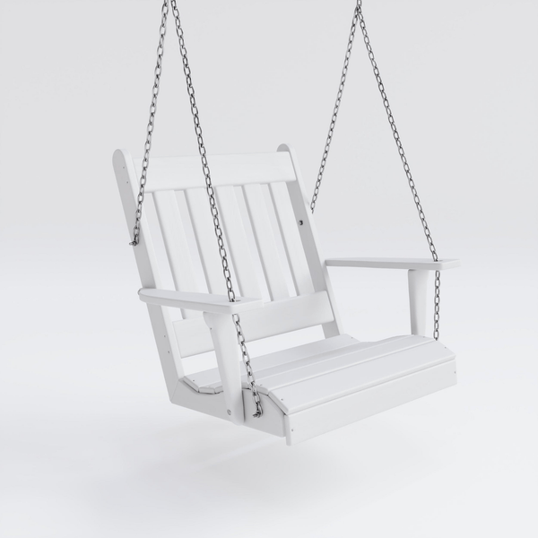 Keystone Amish Co. Franklin English Recycled Plastic Swing Chair, Bright White