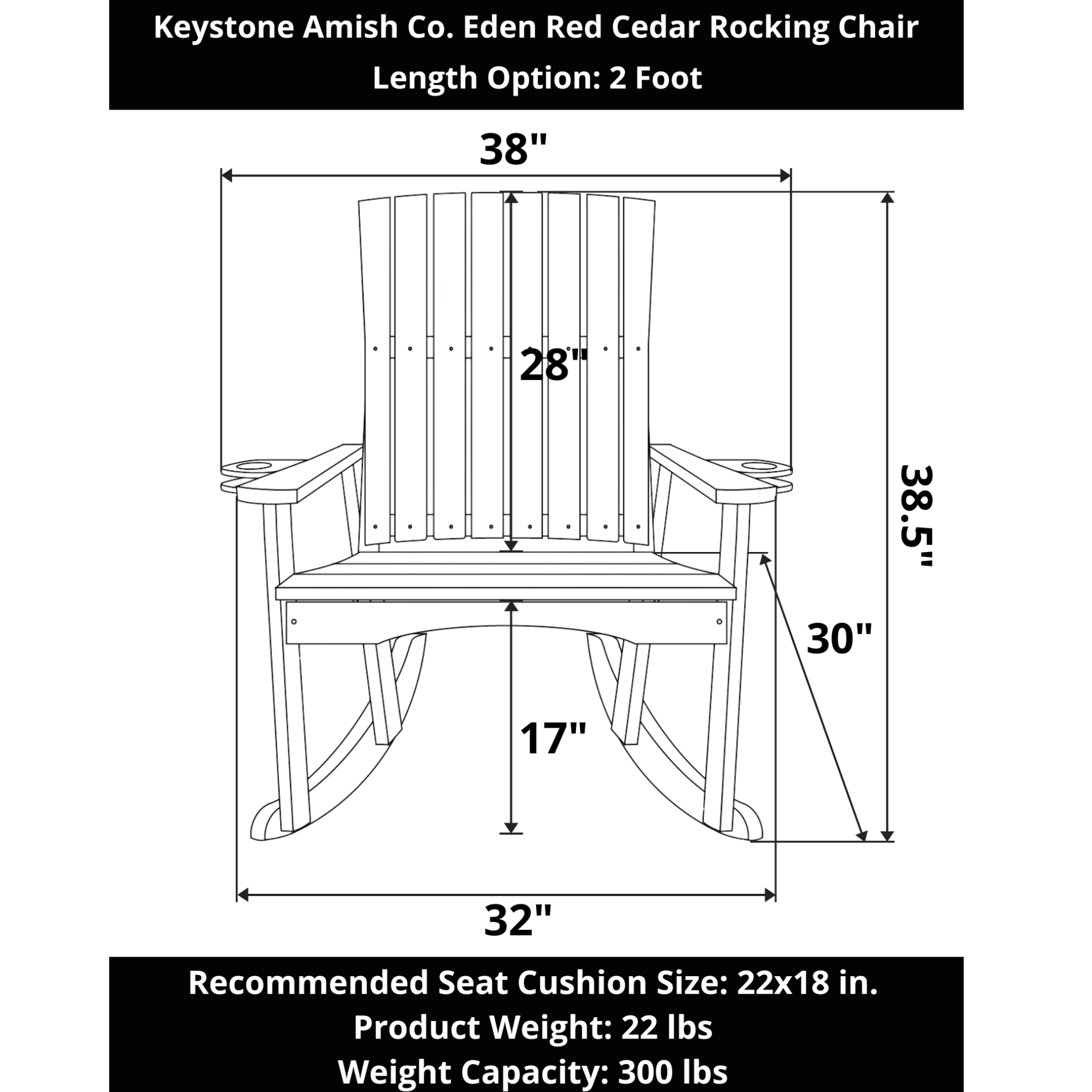 Keystone Amish Co. Eden Red Cedar Rocking Chair
