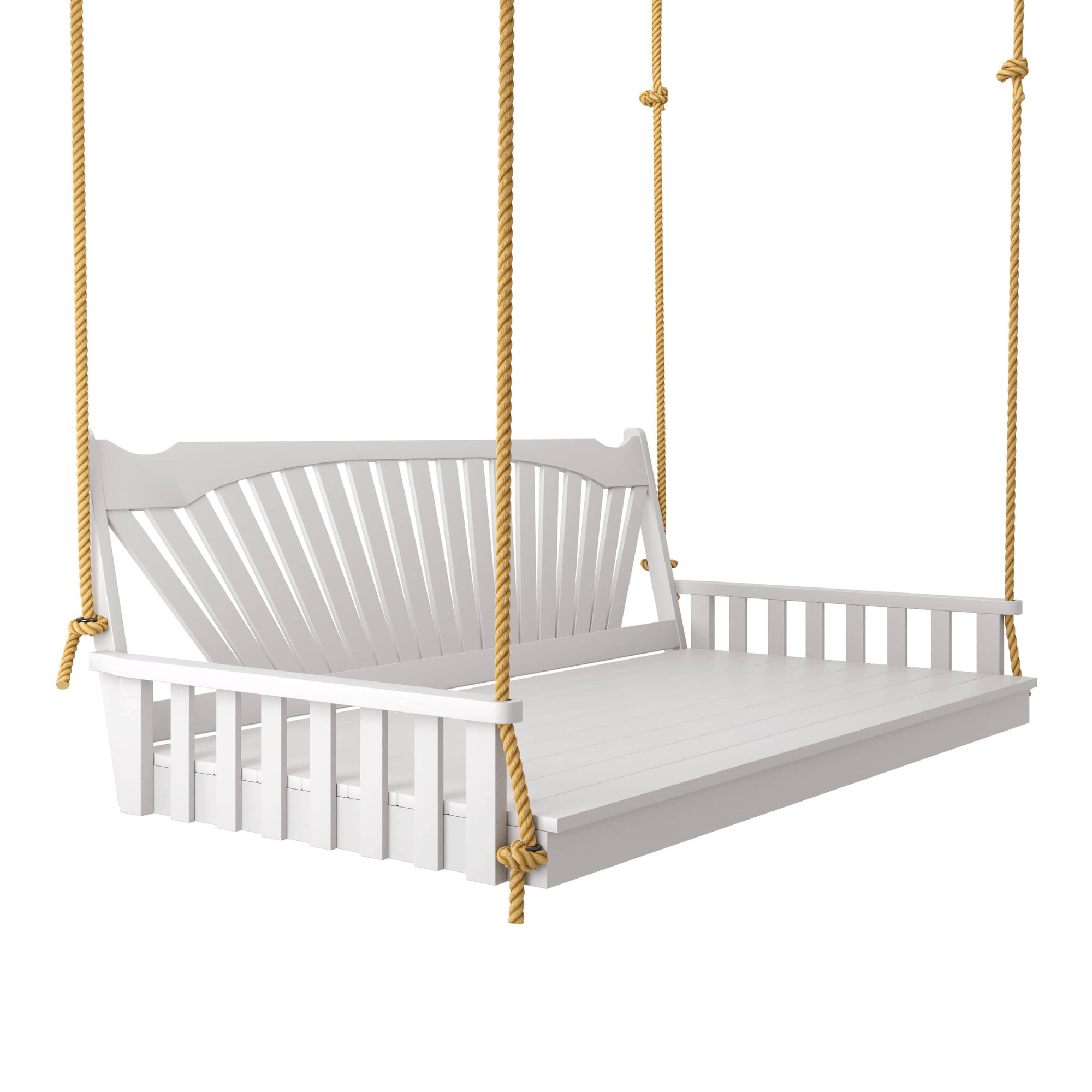 Keystone Amish Co. 5 Foot Sunburst Porch Swing Bed, White Paint