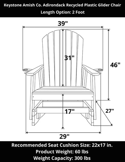 Keystone Amish Co. Adirondack Poly Composite Glider Chair