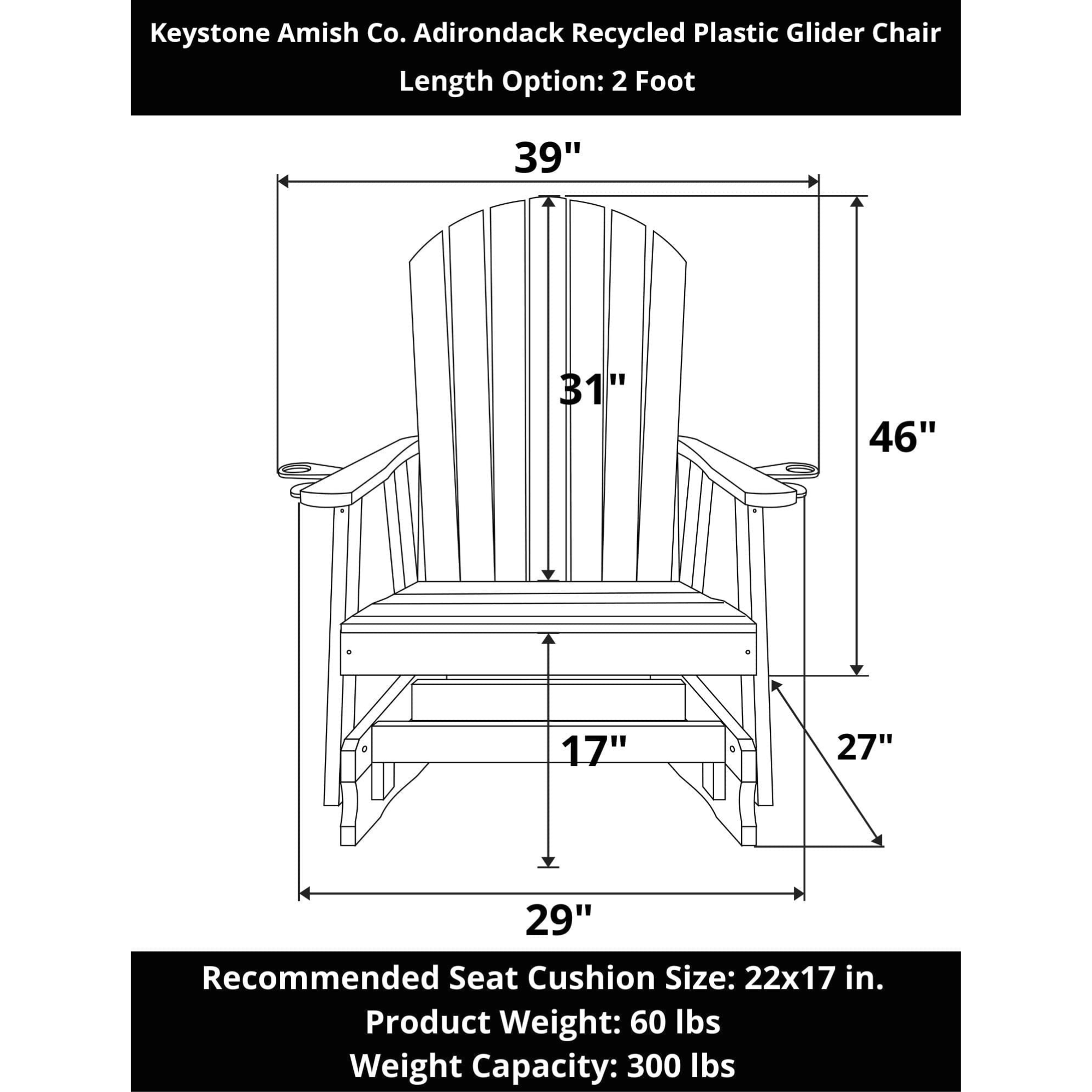 Keystone Amish Co. Adirondack Poly Composite Glider Chair