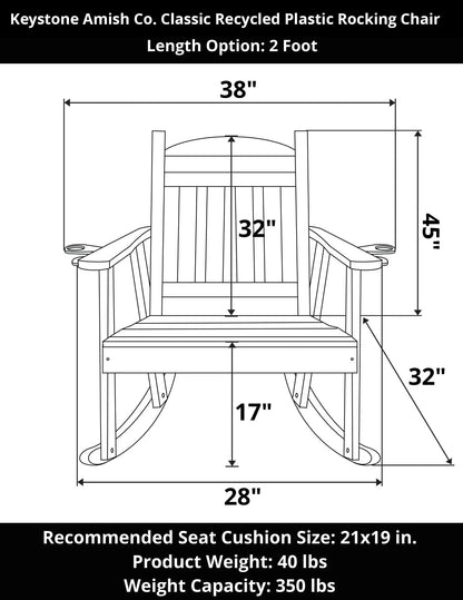 Keystone Amish Co. Classic Recycled Plastic Rocking Chair