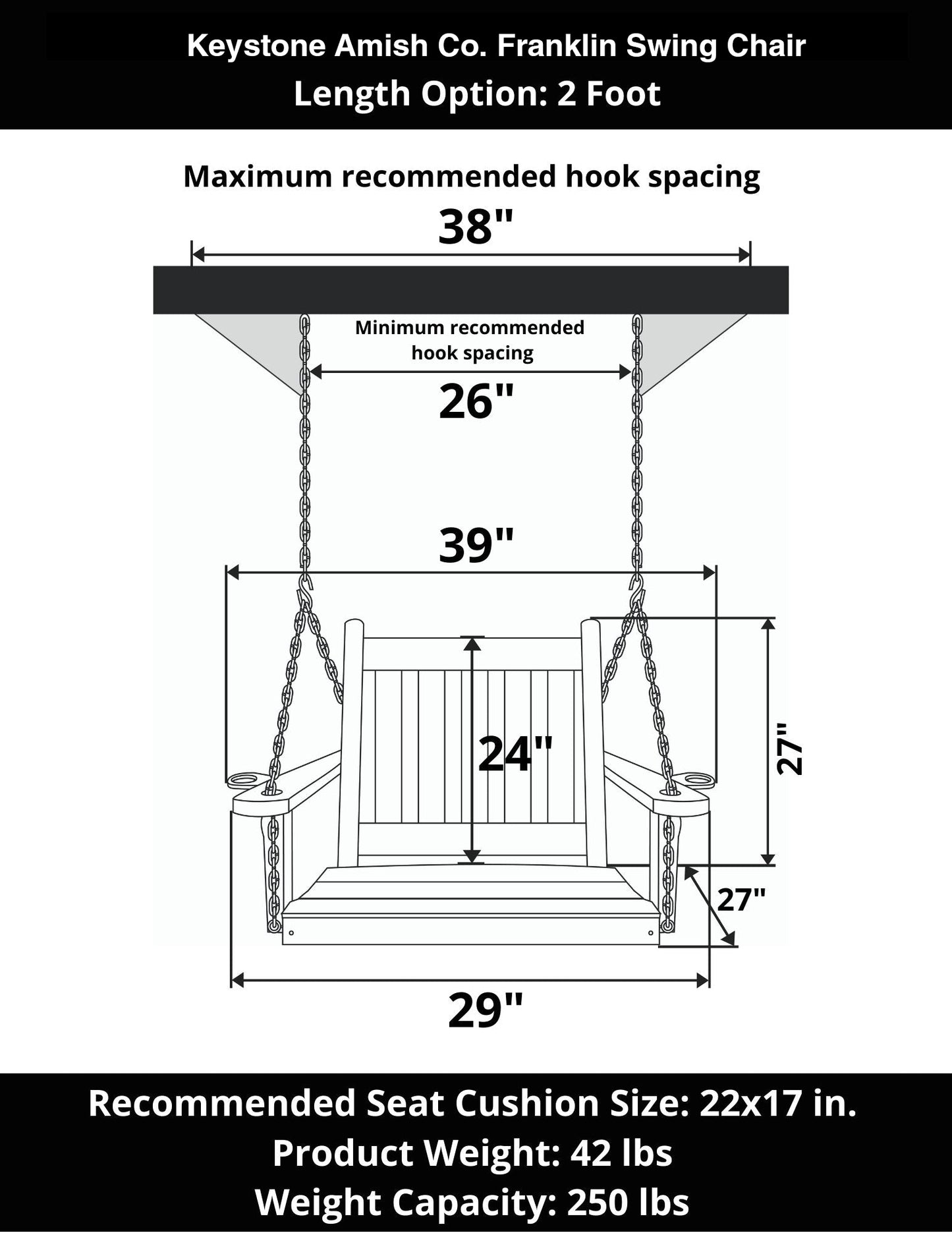 Keystone Amish Co. Franklin Swing Chair, Unfinished