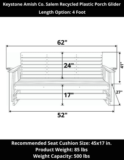 Keystone Amish Co. Salem Recycled Plastic Porch Glider