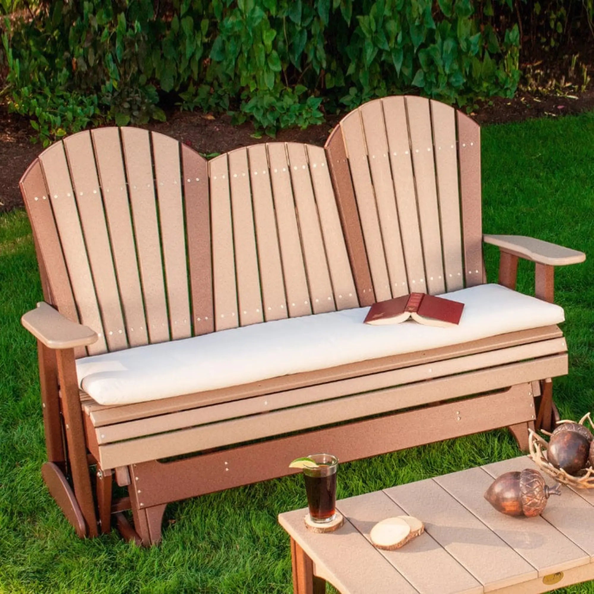 LuxCraft Adirondack Console 5-Foot Poly Composite Patio Glider