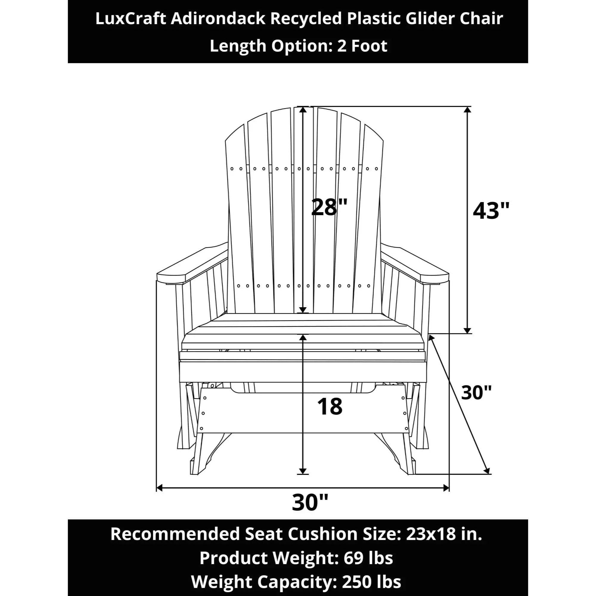 LuxCraft Adirondack Poly Composite Glider Chair