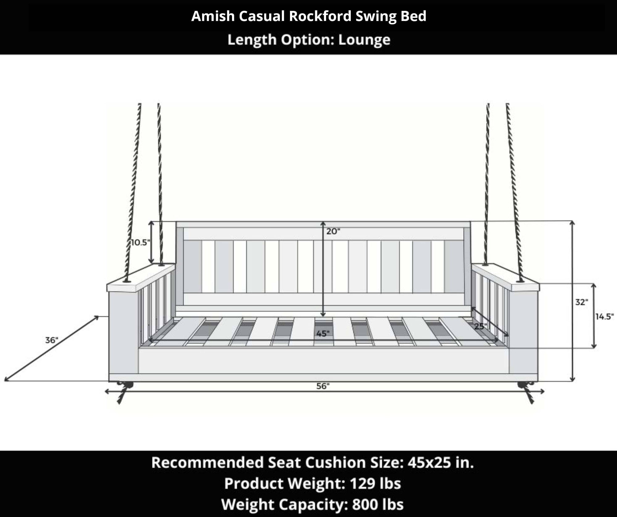 Amish Casual Rockford Daybed Swing Package with Included Cushions