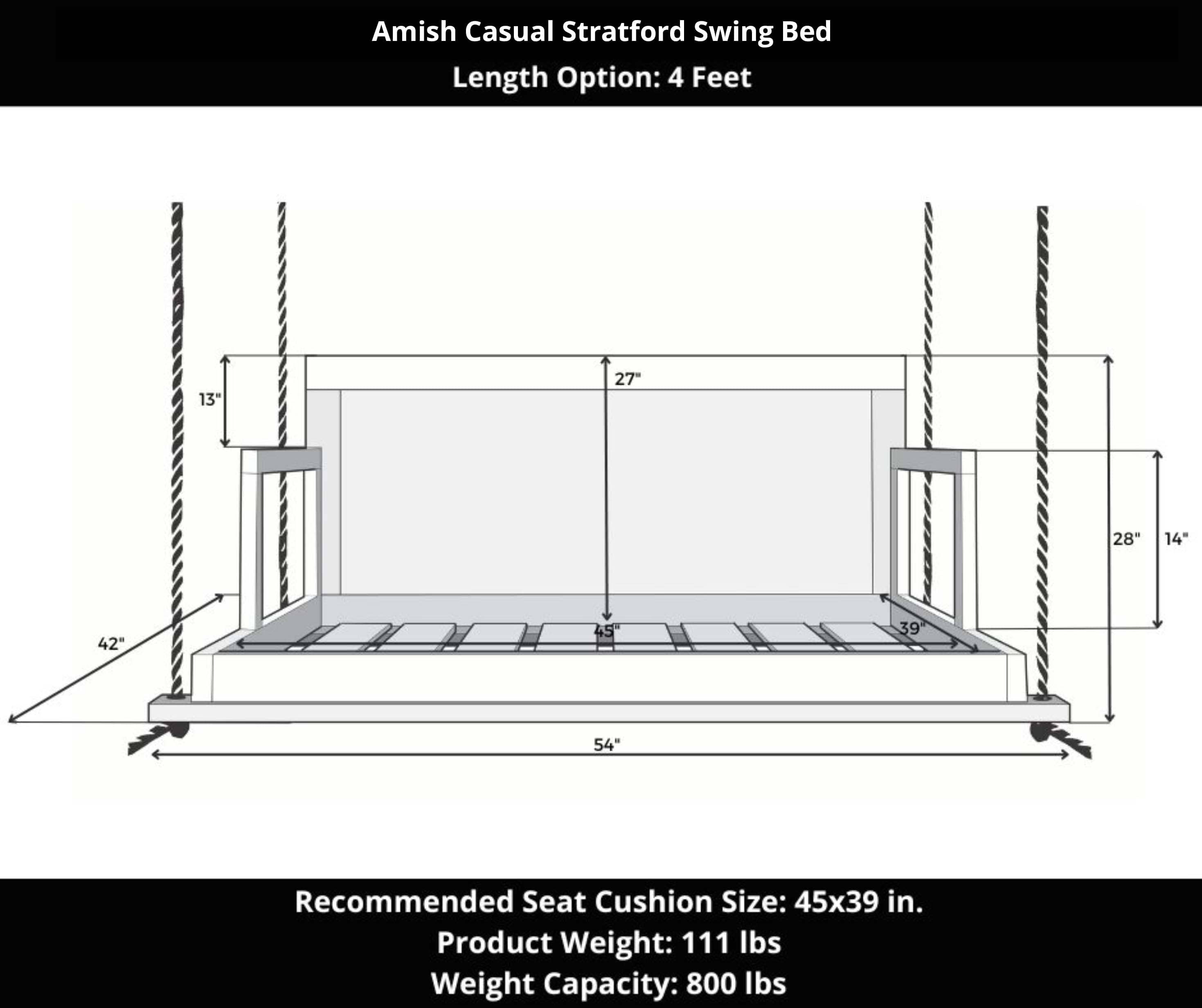 Amish Casual Stratford Swing Bed in Tricorn Black