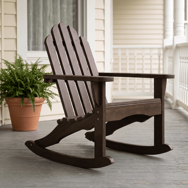 Amish Casual Adirondack Heavy Duty Rocking Chair in Dark Walnut
