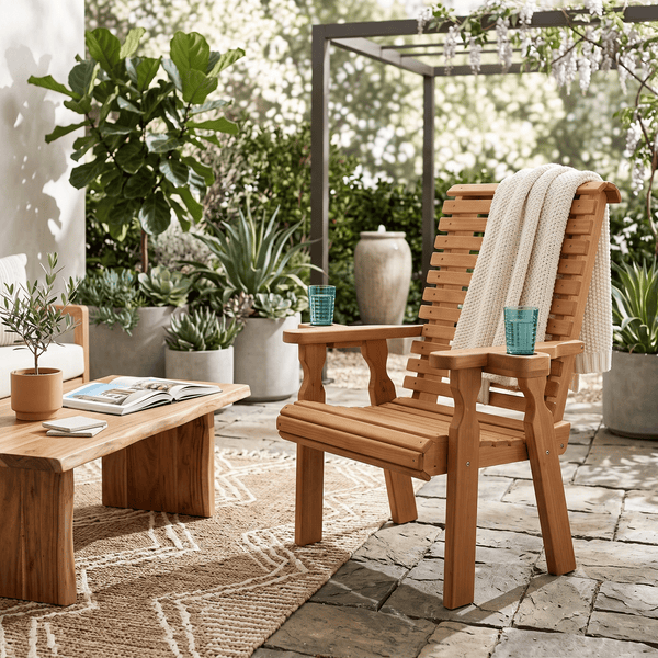 Amish Casual Roll Back Chair with Cupholders
