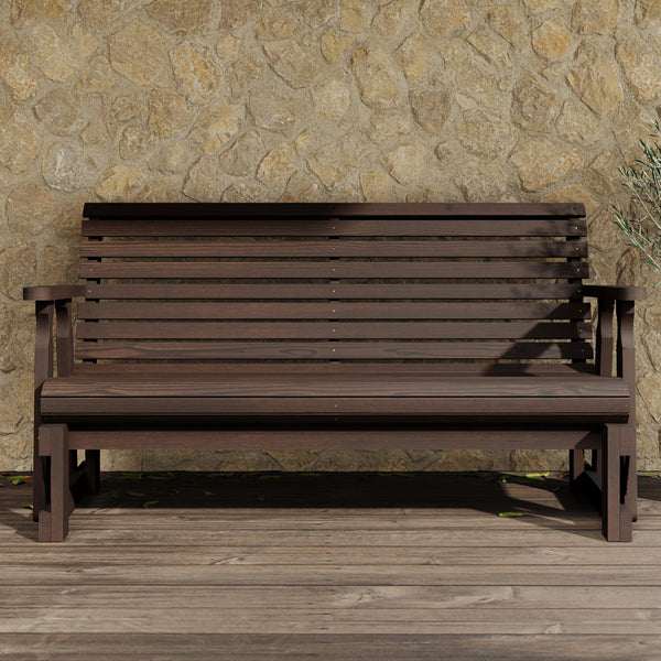 Amish Casual Roll Back Glider in Dark Walnut Stain