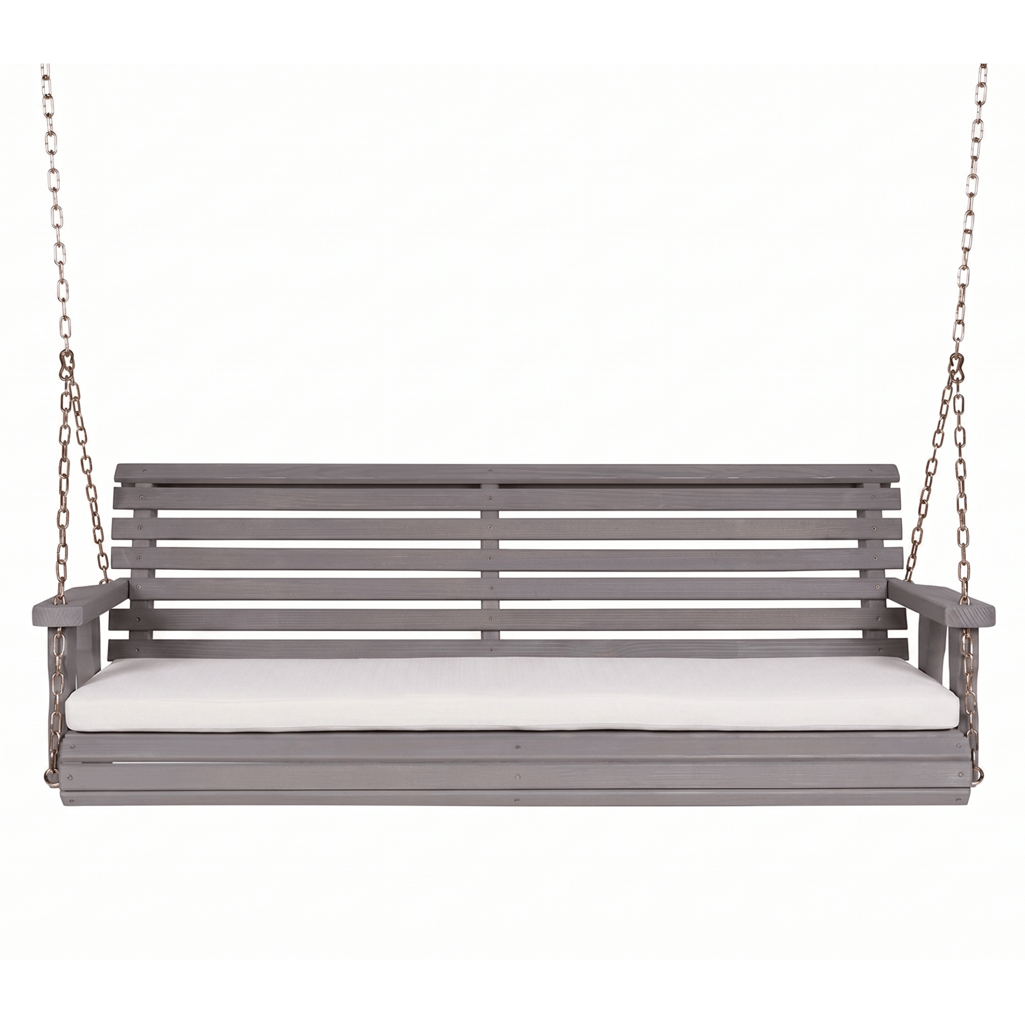 Amish Casual Roll Back Swing with White Bench Cushion in Dovetail Grey
