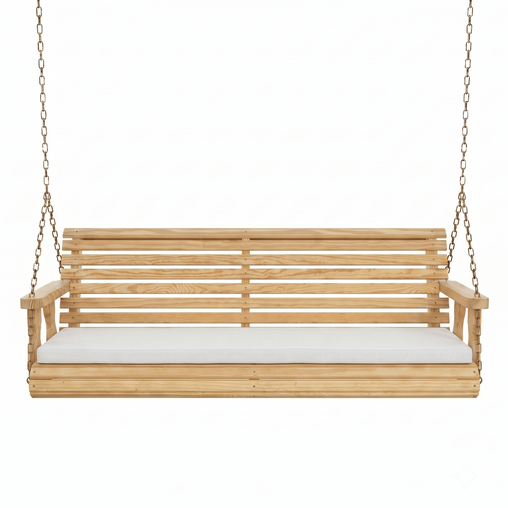 Amish Casual Roll Back Swing with White Bench Cushion in Unfinished