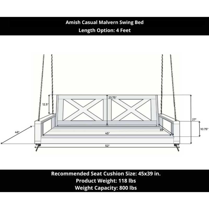 Amish Casual The Malvern Porch Swing Bed