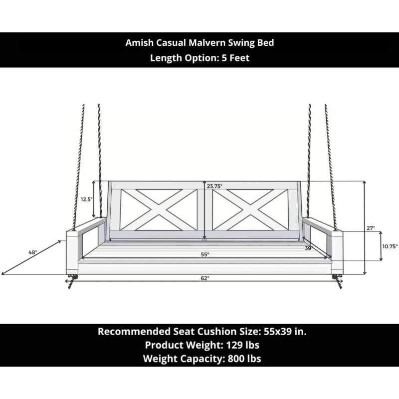 Amish Casual The Malvern Porch Swing Bed