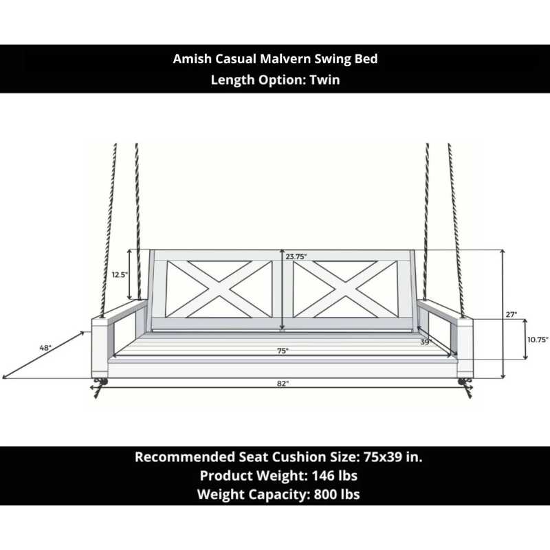 Amish Casual The Malvern Porch Swing Bed