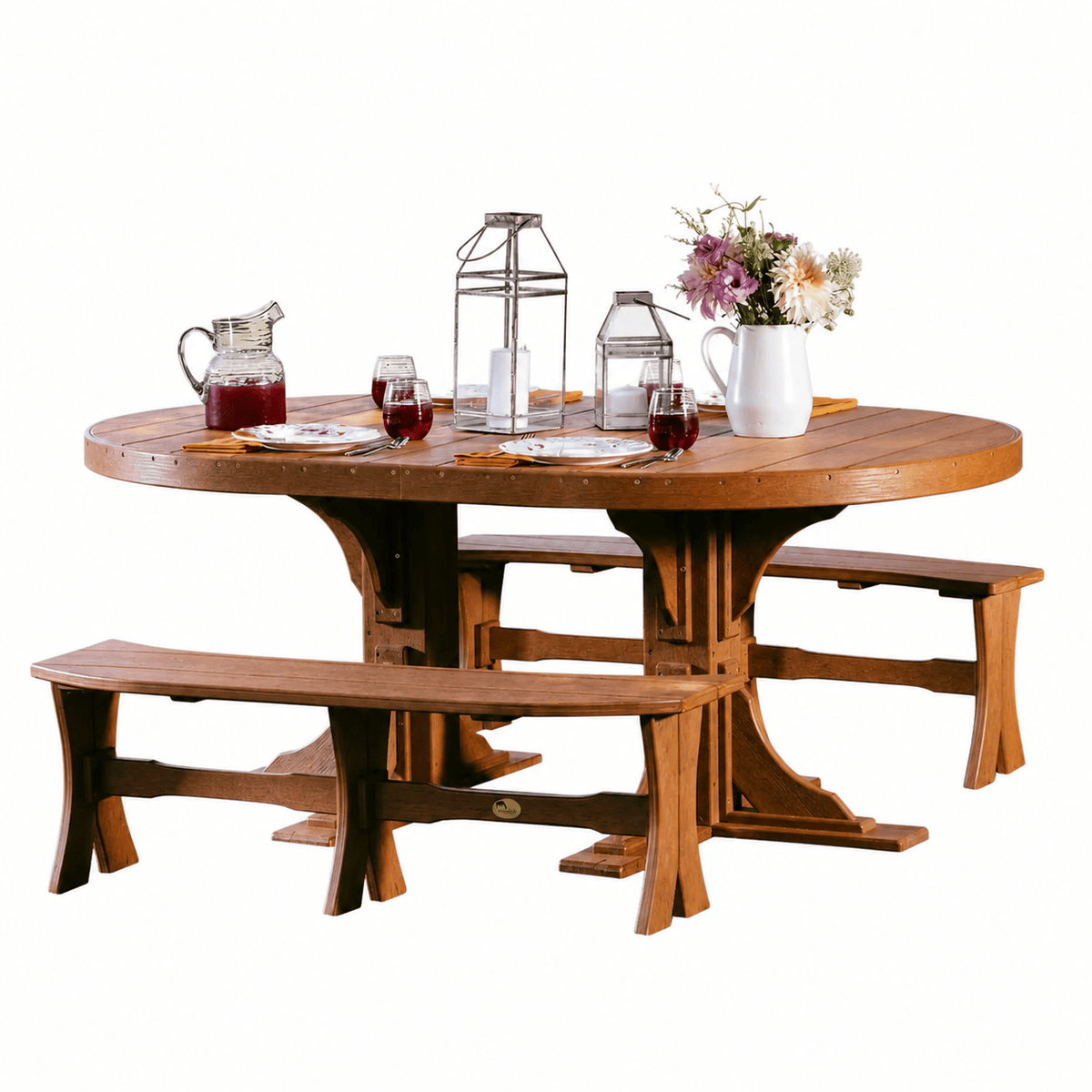 Luxcraft Poly Composite Oval Dining Table & Bench Set