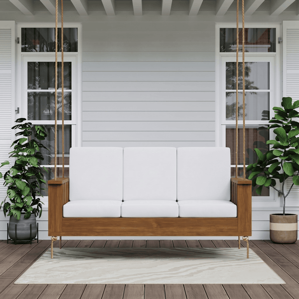 Amish Casual Rockford Daybed Swing Package with Included Cushions, Lounge, Oak Stain with Clearcoat