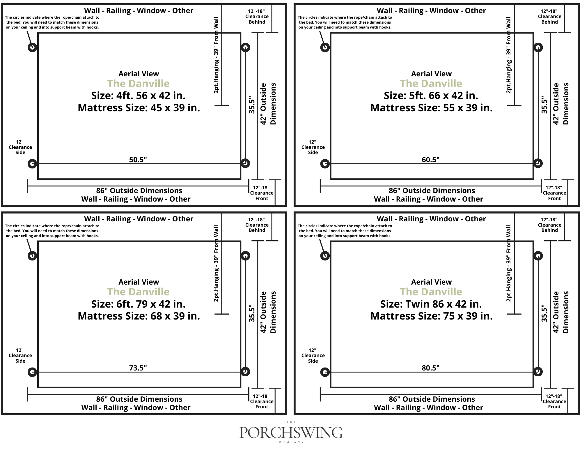 Amish Casual The Danville Daybed Swing, Full, Cedar