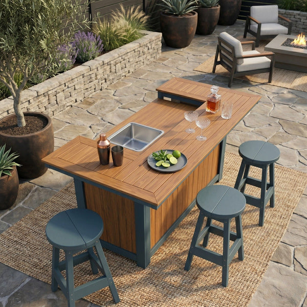 Berlin Gardens Poly Lumber Outdoor Island with Ice Bowl