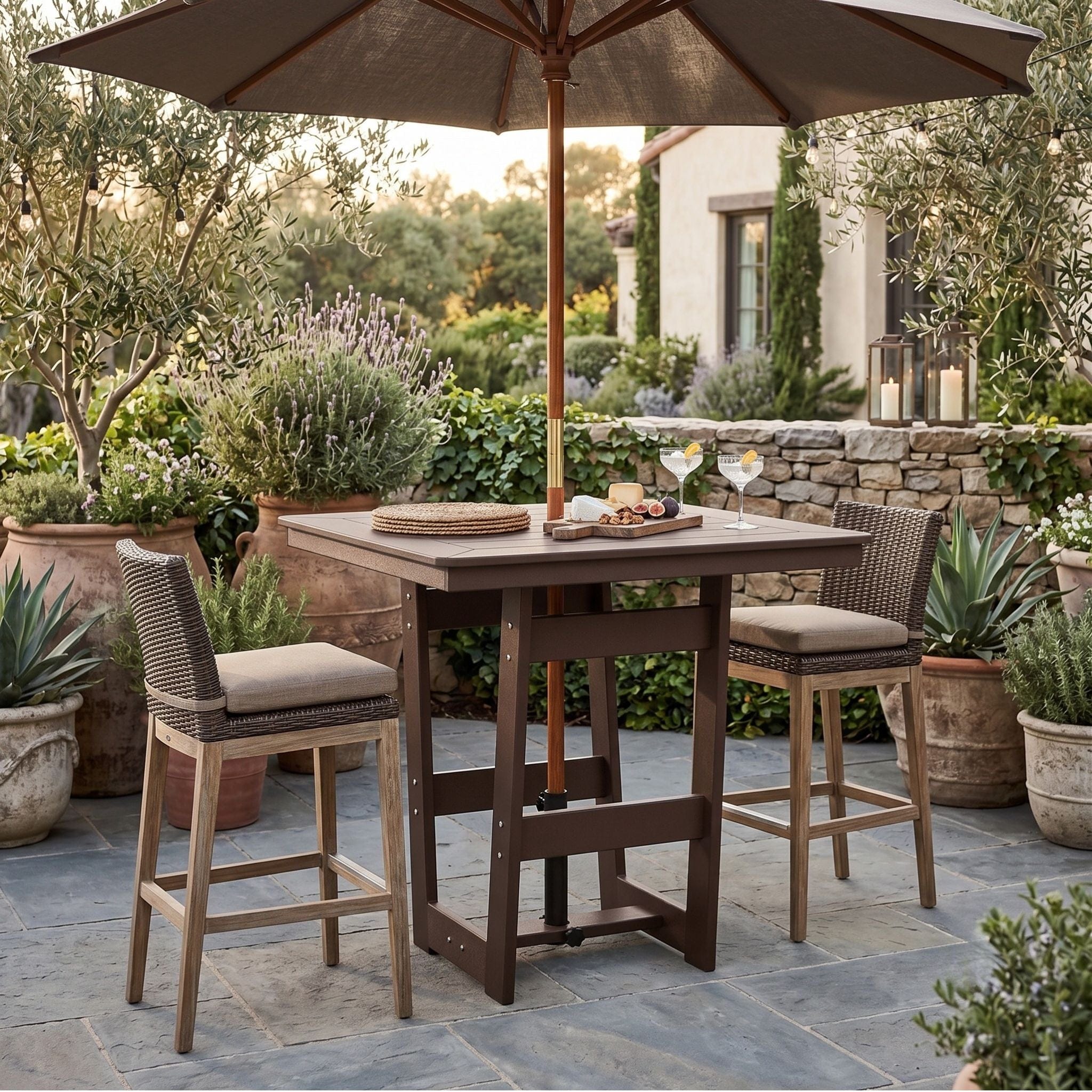 Berlin Gardens Hudson 40" Outdoor Poly Lumber Square Bar Table