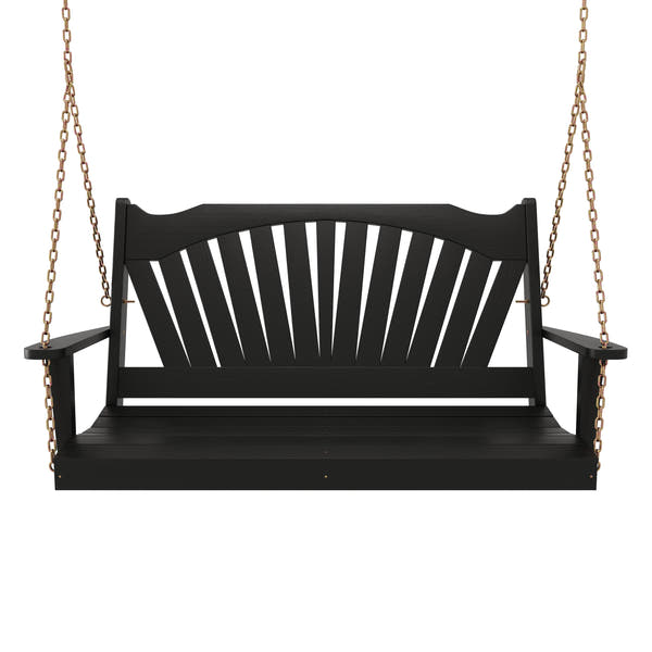 Keystone Amish Co. Sunburst Porch Swing, 4 Foot, Black