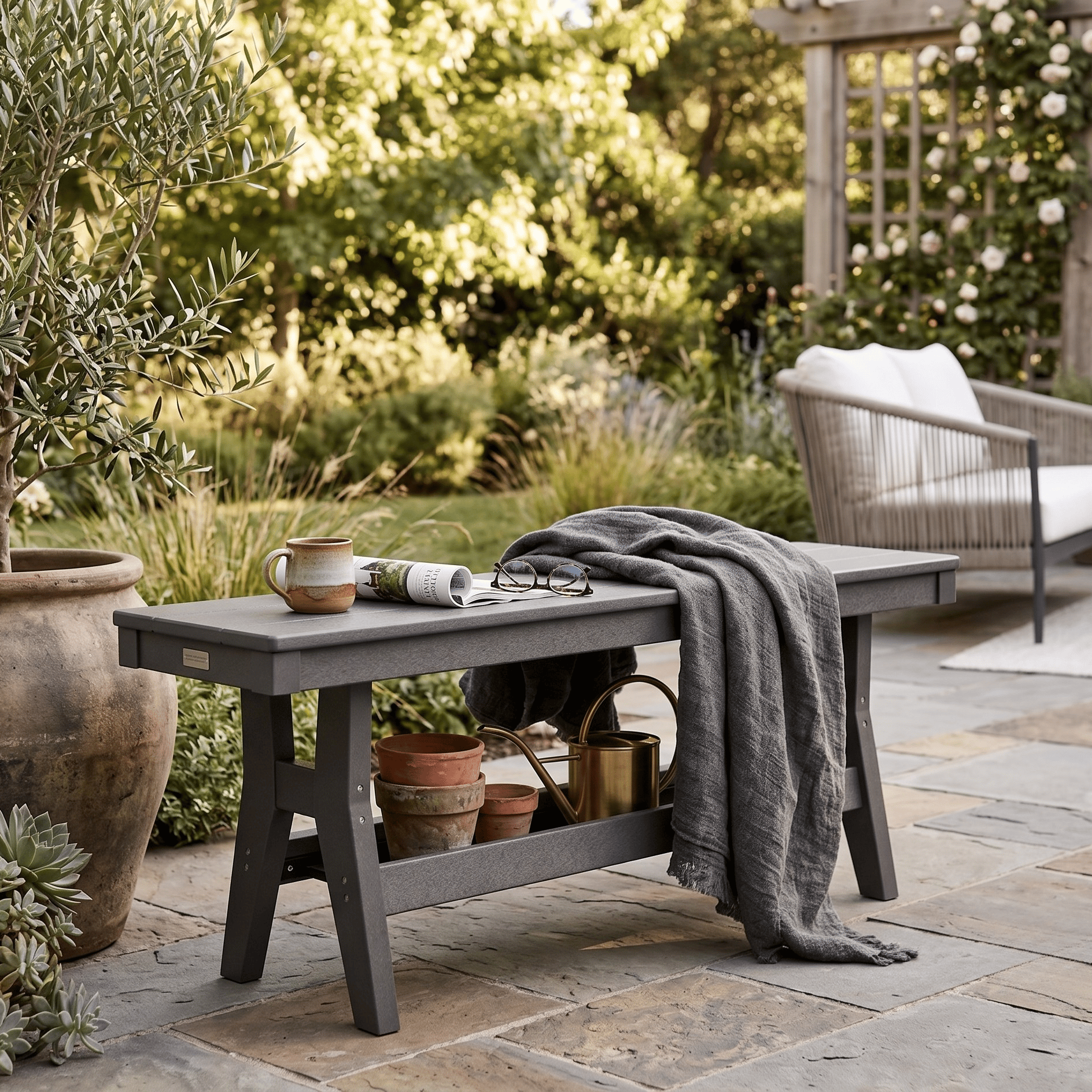 Berlin Gardens Outdoor Poly Backless Dining Bench