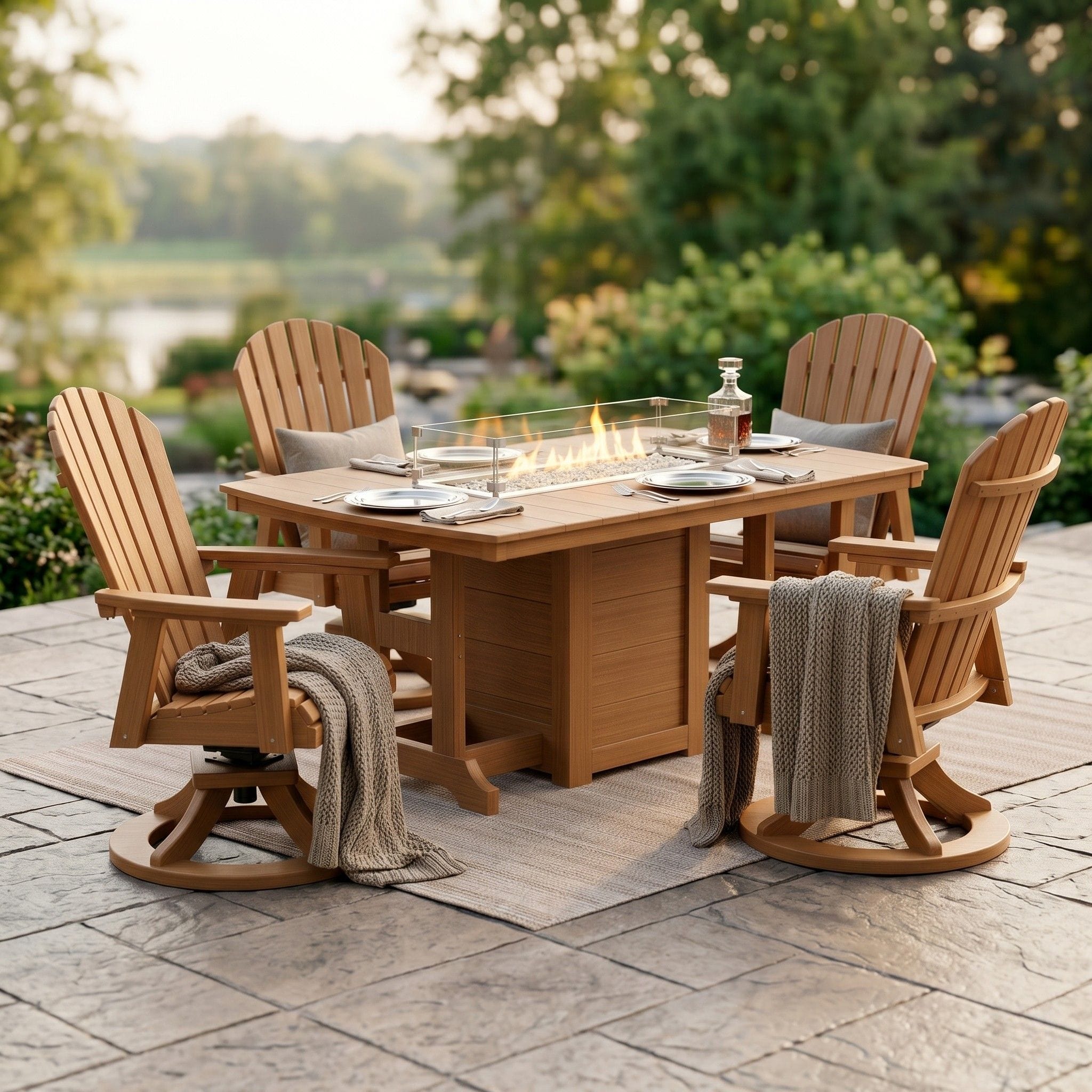 Berlin Gardens Garden Classic Fire Pit Poly Lumber Dining Table