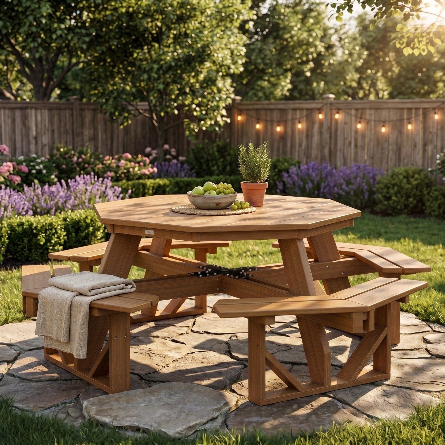 Berlin Gardens Octagon Poly Lumber Picnic Table