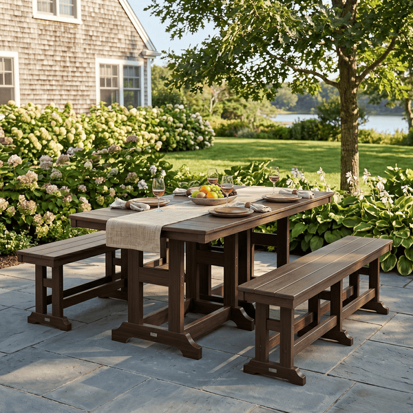 Berlin Gardens Classic Rectangular Poly Table & Bench Dining Set