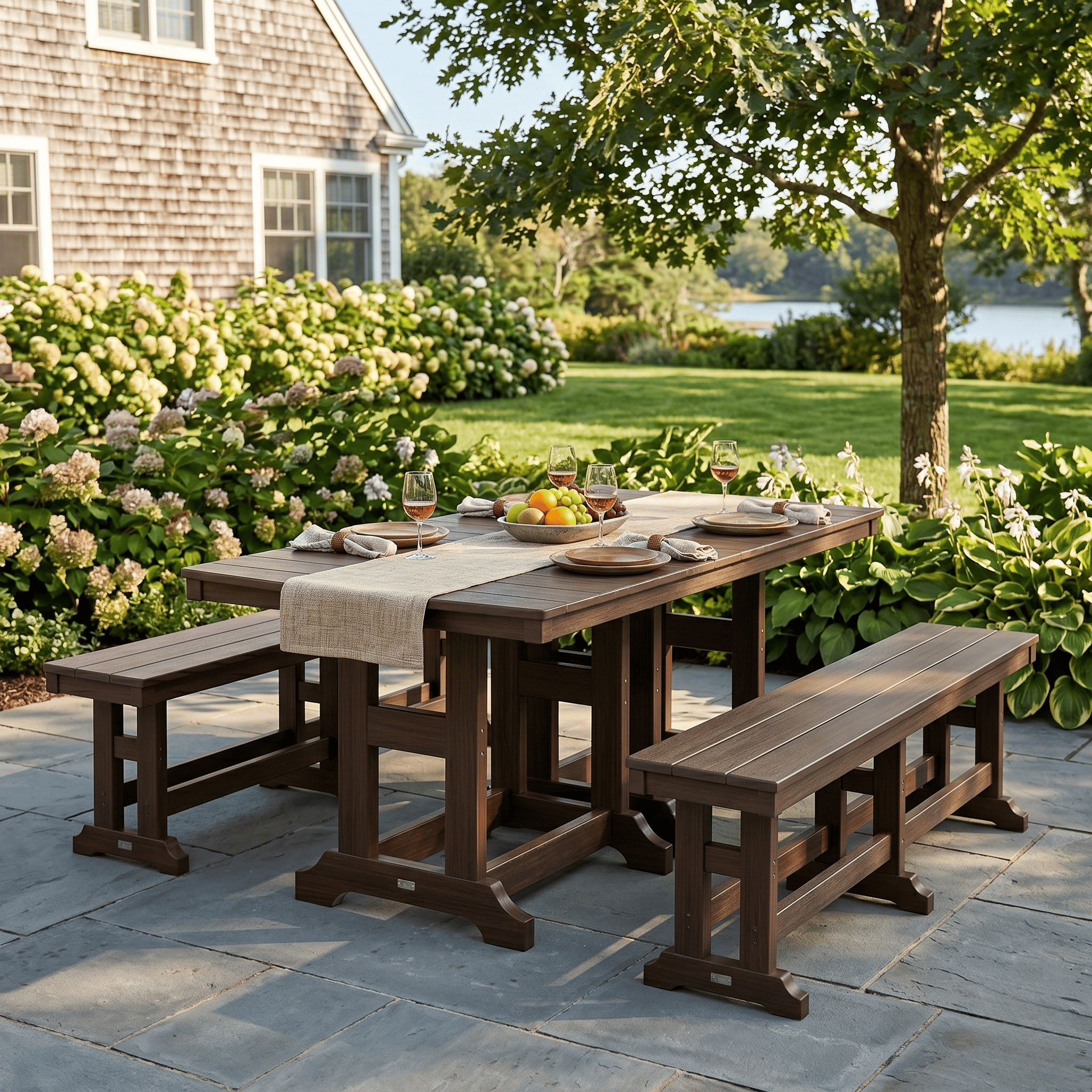 Berlin Gardens Classic Rectangular Poly Table & Bench Dining Set