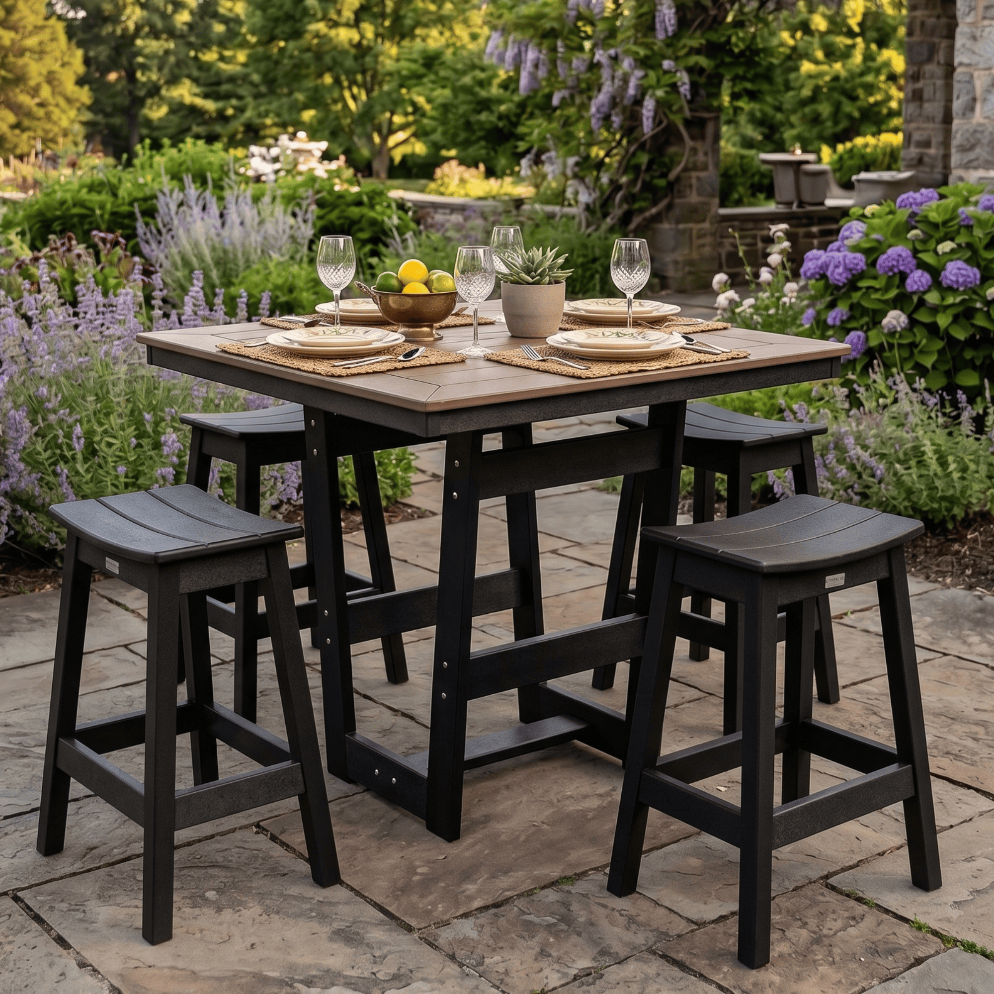 Berlin Gardens Hudson 40" Poly Outdoor Counter Height Square Dining Table