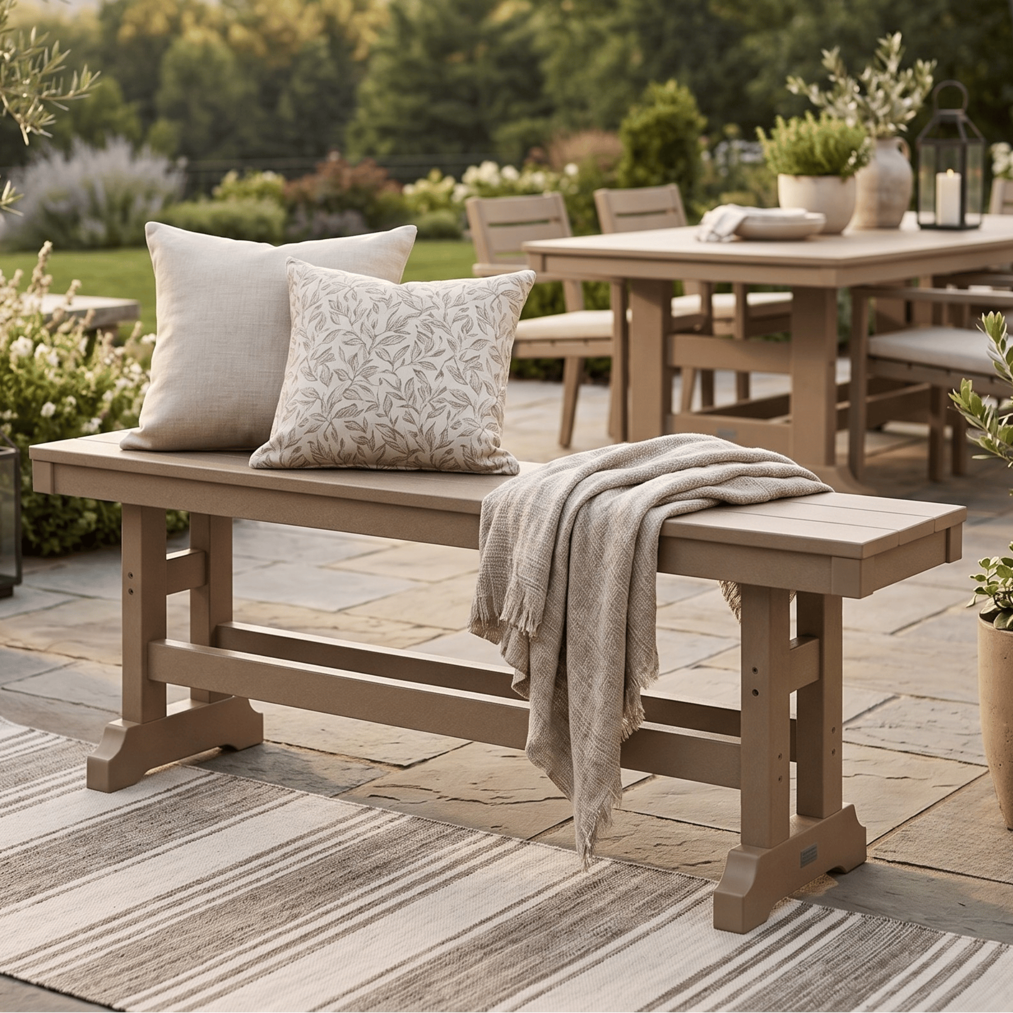 Berlin Gardens Outdoor Poly Counter Height Backless Bench
