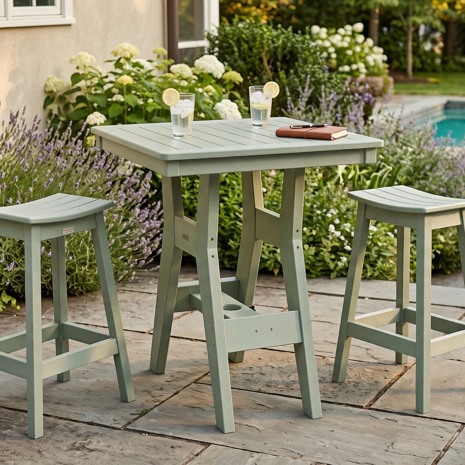 Berlin Gardens Poly Outdoor Bar Height Square Bistro Table