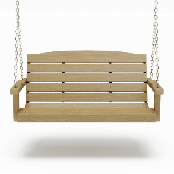 SimplyPoly 5 Foot Amish Made Classic Recycled Plastic Porch Swing, Birchwood Wood Grain