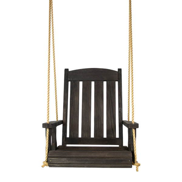 Amish Casual Heavy Duty Outdoor Wood Swing Chair in Black Clearcoat