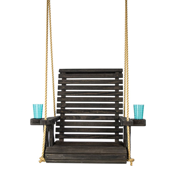 Amish Casual Heavy Duty Black Stain Roll Back Swing Chair