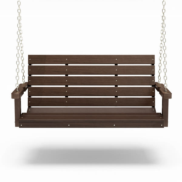 SimplyPoly 5 Foot Amish Made Signature Recycled Plastic Porch Swing, Brazilian Walnut Wood Grain
