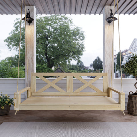 Malvern Porch Swing Bed in Oak Stain
